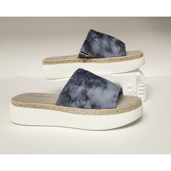 Cool Planet by Steve Madden Women's Juniper Gray Multi Tie-Dye Slide Sandals 7.5 - Picture 2 of 8